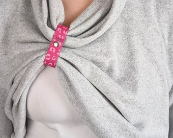Breastfeeding Clothing Clip Pink Leopard : Stretchy Nursing Top Holder - This Side Next Bracelet