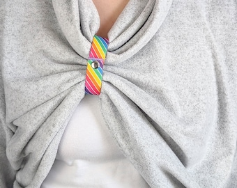 Breastfeeding Clothing Clip - Rainbow Stripe : Stretchy Nursing Top Holder & This Side Next Bracelet