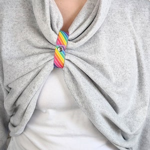 Rainbow Breastfeeding Clothing Clip Striped Design - This Side Next Bracelet - Stretchy Band - Alternative to Nursing top