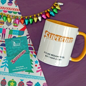 Supertired Ceramic Mug & Enamel Pin Gift Set - Tired Parent - Spoonie - Chronic Illness Warrior