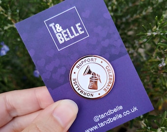 Support Celebrate Normalise Pumping / Expressing Breastfeeding Enamel Pin Badge - Rose Gold & Pearl