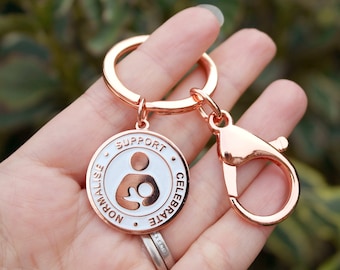 Support Celebrate Normalise Breastfeeding Keyring - Rose Gold & Pearl