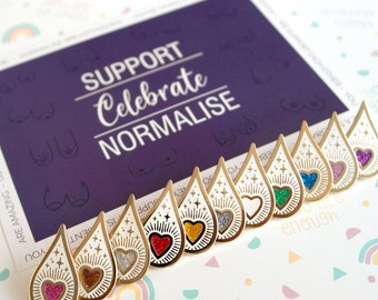 Emaille pin borstvoeding en afkolven Milestone Award: 1 maand - 5 jaar + Drops of Magic Keepsake-badge