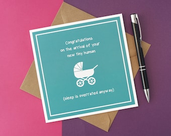 New Tiny Human Card: Funny New Parent Greeting, Eco-Friendly