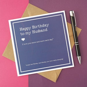 Carte d'anniversaire écologique drôle de mari - Pour un mari adorable mais ennuyeux
