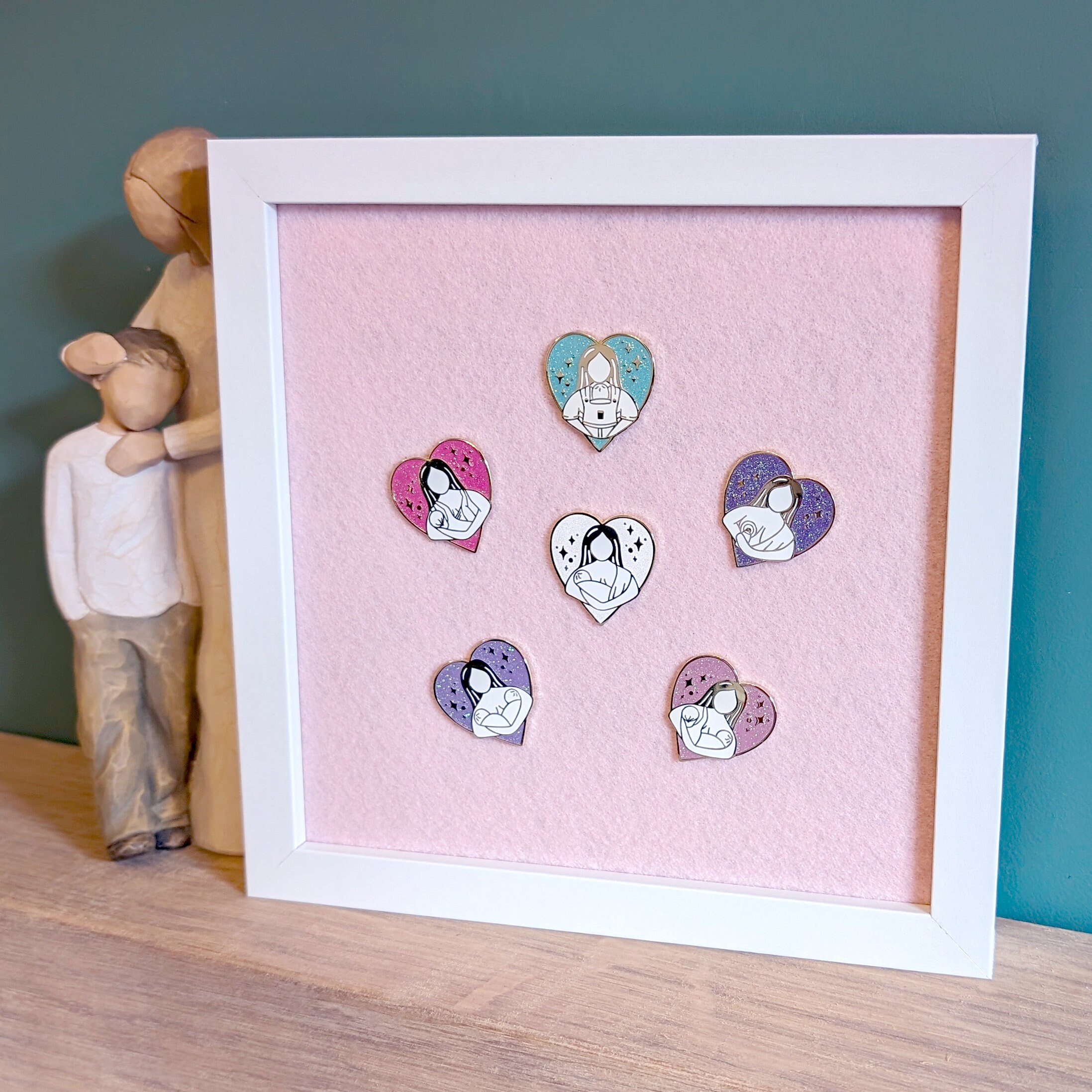 White Enamel Pin Badge Display Frame - 2 Sizes Felt and Cork Pin Board ...