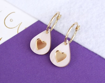 Breastfeeding Celebration Acrylic Droplet Hoop Earrings: Gold Plated - Nursing Mum Gift