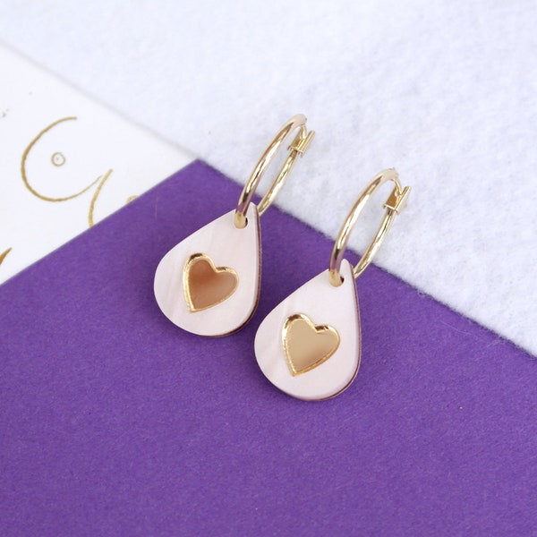 Breastfeeding Celebration Acrylic Droplet Hoop Earrings: Gold Plated - Nursing Mum Gift