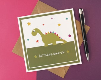 Birthday-saurus Rainbow Dinosaur Unisex Birthday Eco-friendly Card
