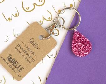 1 Month Breastfeeding Glitter Charm - Glitter Boobs Milestone Award Celebration - gift for mums nursing journey