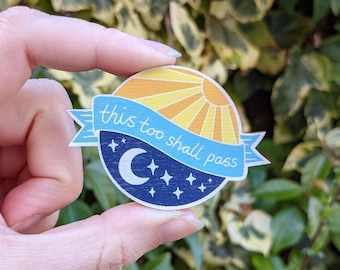 This Too Shall Pass Wooden Magnet - Day and Night - Sun and Moon