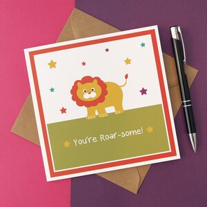 Carte d'anniversaire unisexe, Lion brillant, tu rugis