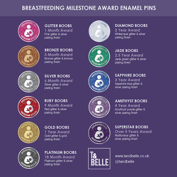 Ruby Boobs 9 Months Breastfeeding Milestone Award Keepsake Enamel Pin Badge  