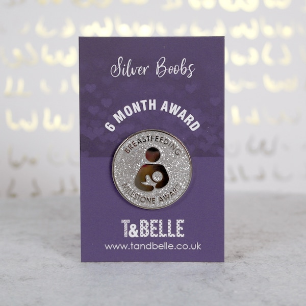 Silver boobs - 6 Months Breastfeeding Milestone Award Keepsake Enamel Pin Badge