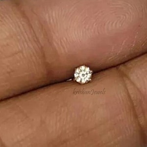 2mm GH-SI Natural Diamond Solitaire Stud Nose Pin, Piercing Jewelry, 14k/18K Yellow Gold Stud Nose Pin, Daily wear Nose Pin For Women&#39;s
