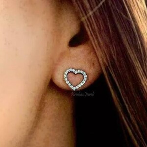 14K / 18K Weißgold Herzohrring, 0,40 Karat VS Rundschliff-Diamantherzstecker, GJEPC-zertifizierter Diamant, Valentinstag