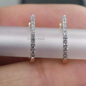 0.20Ct Natural GH-SI Round Diamond Hoop Huggies Women&#39;s Earring, GJEPC Certified, 14K/18K Yellow Gold Earring, Anniversary Gift for Women&#39;s