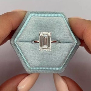 6CT VS IGI Certified Emerald Cut Lab Grown Diamond Solitaire Ring, Solid 14k/18k White Gold Ring, Diamond Ring for Women Anniversary Gift