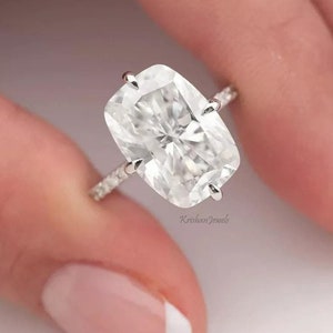 6.35Ct VS Cushion Cut IGI Certified Lab Grown Diamond Wedding Ring, Anniversary Gift, Solid 14k/18k White Gold Diamond Ring, Engagement Ring