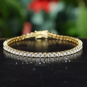 6.27Ct Round DH/VS Lab Grown Diamond Wedding Gift Tennis Bracelet, GJEPC Certified Diamond, Solid 14K/18K Yellow Gold, Unique Gift for Her