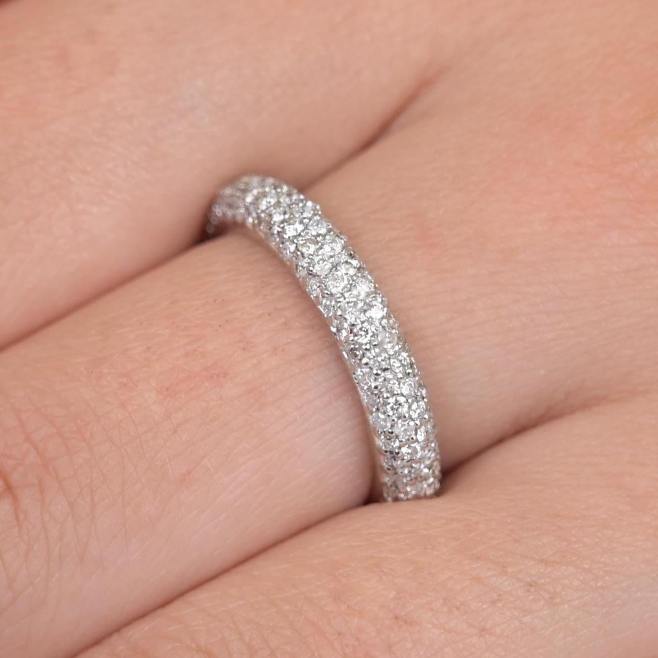 9k White Gold Fine Quality Natural Diamond Full Eternity Band, Dainty White Diamond Ring Band, Wedding Band for her, Delicate Proposal Band
