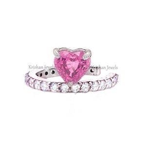 Pendientes de oro de 18 quilates con zafiro rosa de corte corazón y diamantes, estilo minimalista, sin perforaciones, con bisagras, ideal como regalo de cumpleaños para tu mejor amiga.