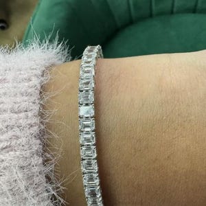10.50Ct VS-DH Lab Grown Emerald Cut Diamond Wedding Tennis Bracelet, 14k/18k White Gold Bracelet, GJEPC  Certified Diamond, Anniversary Gift
