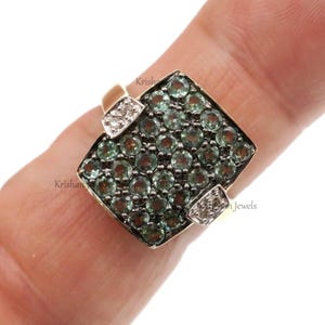 Fabulous 14k Solid Yellow Gold Prasiolite Green Amethyst Diamond Ring, Unique Engagement Ring, Round Prasiolite Ring, Minimalist Gold Ring