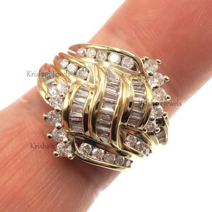 Fabulous 10k Solid Yellow Gold 1ct Natural Diamond Cocktail Cluster Ring, Engagement Ring, Diamond Jewelry, Anniversary Ring, Birthday Gift