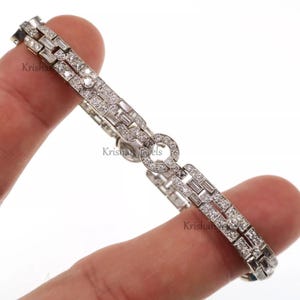 Fabulous 18k White Gold 3ct Natural Baguette & Round Diamond Bracelet 7 inches, Anniversary Gift, Women&#39;s Diamond Bracelet, Birthday Gift