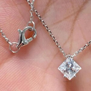 14k/18k Solid White Gold Necklace Pendant, 2CT VS Princess Cut IGI Certified Lab Grown Diamond Birthday Gift Pendant, Perfect Gift For Wife