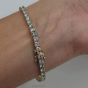 5.49Ct DH/VS GJEPC Certified Round Cut Lab Grown Diamond Bracelet, Diamond Tennis Bracelet For Women, 14k/18k Yellow Gold Bracelet, Gift