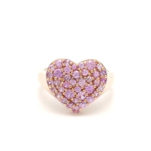 Natural Pink Sapphire Gemstone Heart Ring - 14k/18k Solid Gold Heart Ring - GJEPC Certified Pink Sapphire Ring - Anniversary Gift Ring
