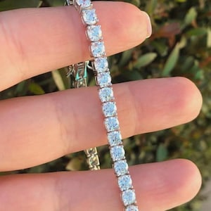 8.16CT DH-VS GJEPC Certified Round Cut Lab Grown Diamond Tennis Bracelet, Stackable Bracelet, Diamond 14K/18K Solid Gold, Gift For Wedding