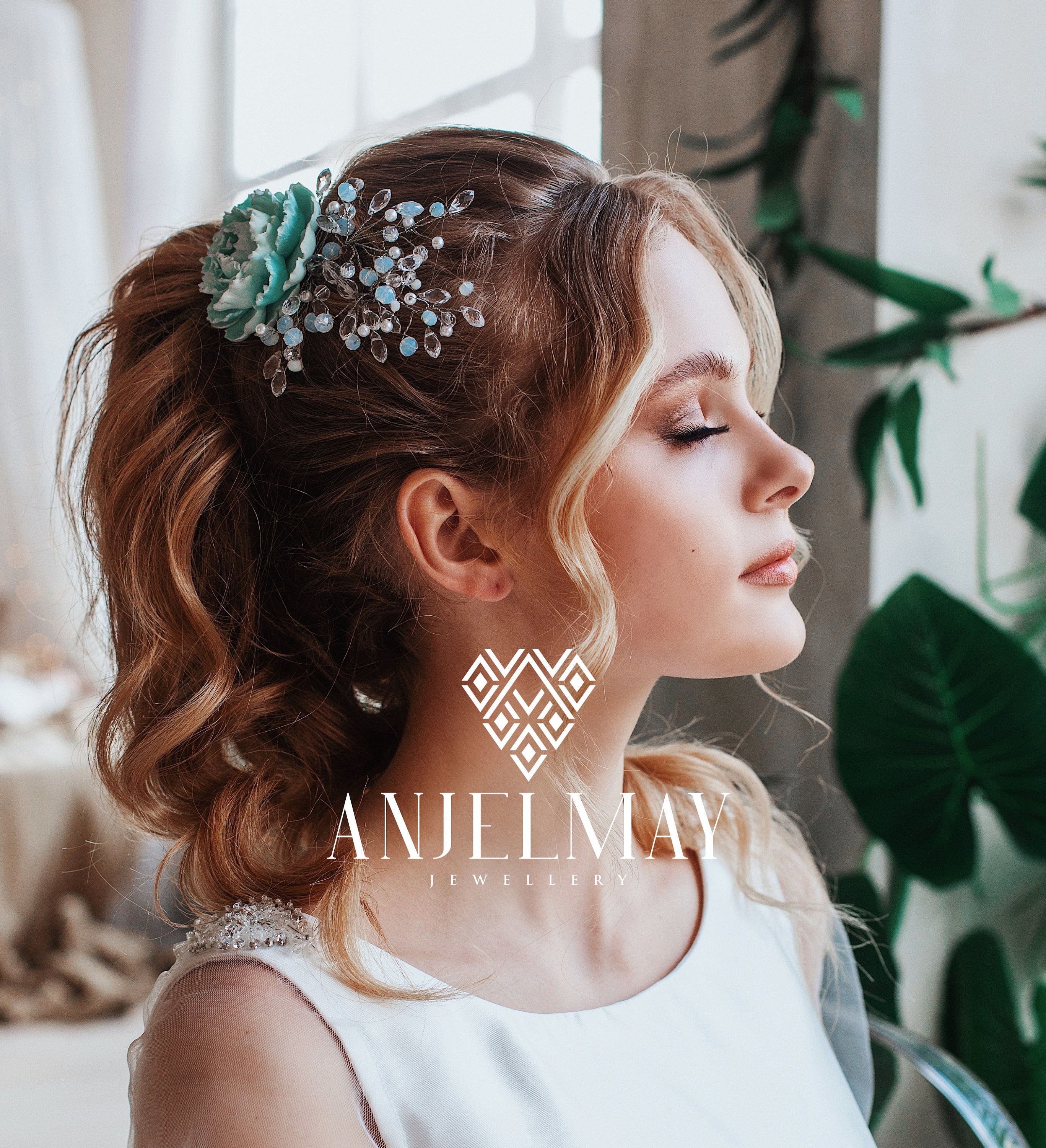 Babyblaue Rose Haarspange – Großer Fascinator Mit Clip & Gummiband, 11 Cm, Für Hochzeit & Parties