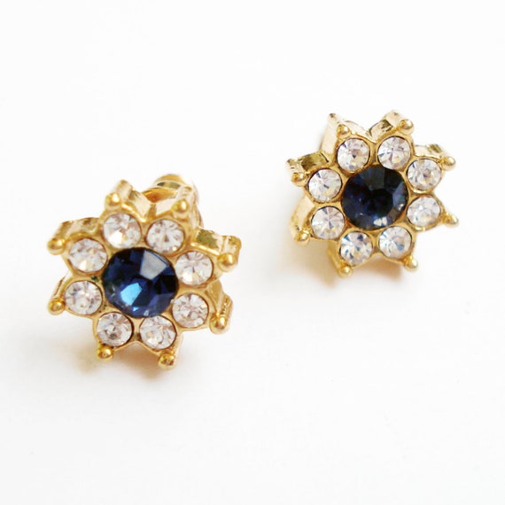 Vintage Clear Blue Rhinestone Royal Style Jewelry… - image 2