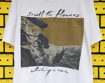 Vintage 1993 U2 One T-Shirt Smell The Flowers While You Can Achtung Baby Album Alternative Rock Band Merch Tee Size XL