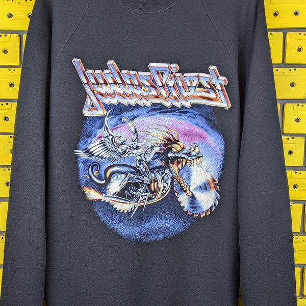 Vintage 1991 Judas Priest Sudadera Painkiller World Tour Crewneck Pullover British Heavy Speed Metal Band Merch Sweater Size XL