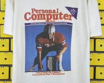 Vintage 1984 Personal Computer World T-Shirt British Computer Magazine Programmer Geek Nerd Tee Size XS/S