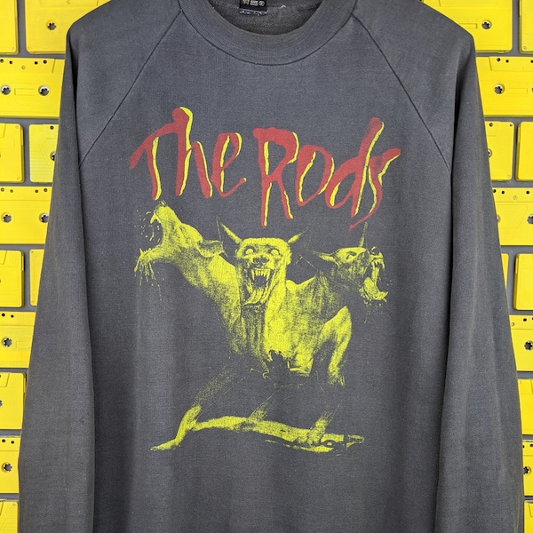 Rare Vintage 80s The Rods Wild Dogs Sweatshirt American Heavy Metal Hard Rock Band Crewneck Size Short L