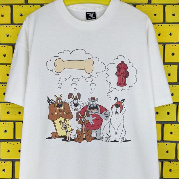 Vintage 1996 Warner Bros Dogs T-Shirt Sam Sheepdog Spike & Chester Barnyard Dawg Marc Anthony And Pussyfoot Cartoon Merch Tee Size XL