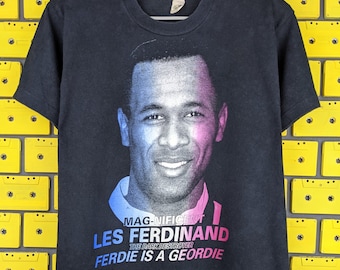 Vintage 90er Jahre Les Ferdinand T-Shirt Newcastle United FC England Fußball Fußball Bootleg Merch Tee Größe Lang S/M
