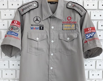 Camiseta vintage de los años 00 West McLaren Mercedes Racing, camiseta de equipo de boxes de F1 Formla One, talla XL