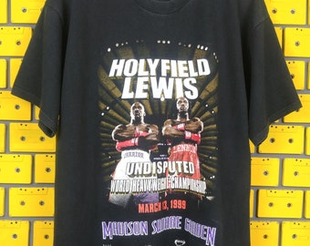 Vintage 1999 Holyfield Lewis T- Shirt Boxing Fight Promo Merch Tee Size XL