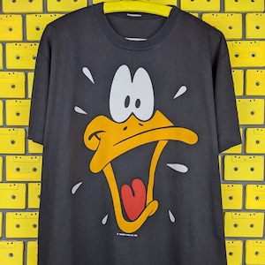 Camiseta vintage de 1989 con cara grande del Pato Lucas, personajes de dibujos animados de Warner Bros Looney Tunes, talla XL