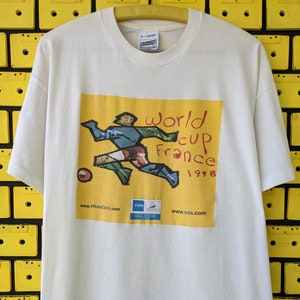 Vintage 1998 France World Cup Soccer T-shirt Football World Championship Screen Stars Merch Tee Size L