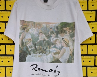 Vintage 90s Pierre Auguste Renoir T-Shirt Breakfast Of The Rowers French Artist  Impressionist Style Artwork Print Tee Size L
