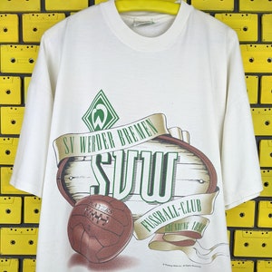 Vintage 90s SV Werder Bremen T-Shirt Bundesliga Football Soccer Club Merch Tee Size Wide Square XL