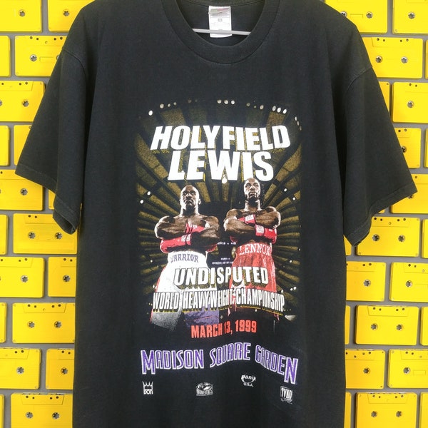 Vintage 1999 Holyfield Lewis T- Shirt Boxing Fight Promo Merch Tee Size XL