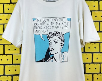Vintage 90s Catherine Koetter T-Shirt Flying Fish LA Roy Lichtenstein Pop Art Style Merch Tee Size L